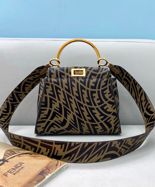 Fendi Peekaboo FF Vertigo Bag 8BN244 Coffee